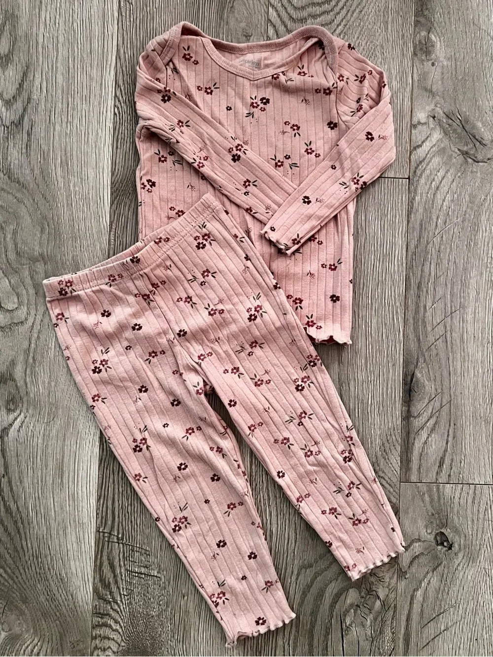 Pink Floral Ribbed Two-Piece Set - Picture 1 of 1